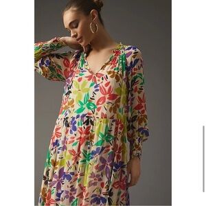 Anthropologie l Velvet by Graham & Spencer Serena Floral Printed Maxi Dress Sz M